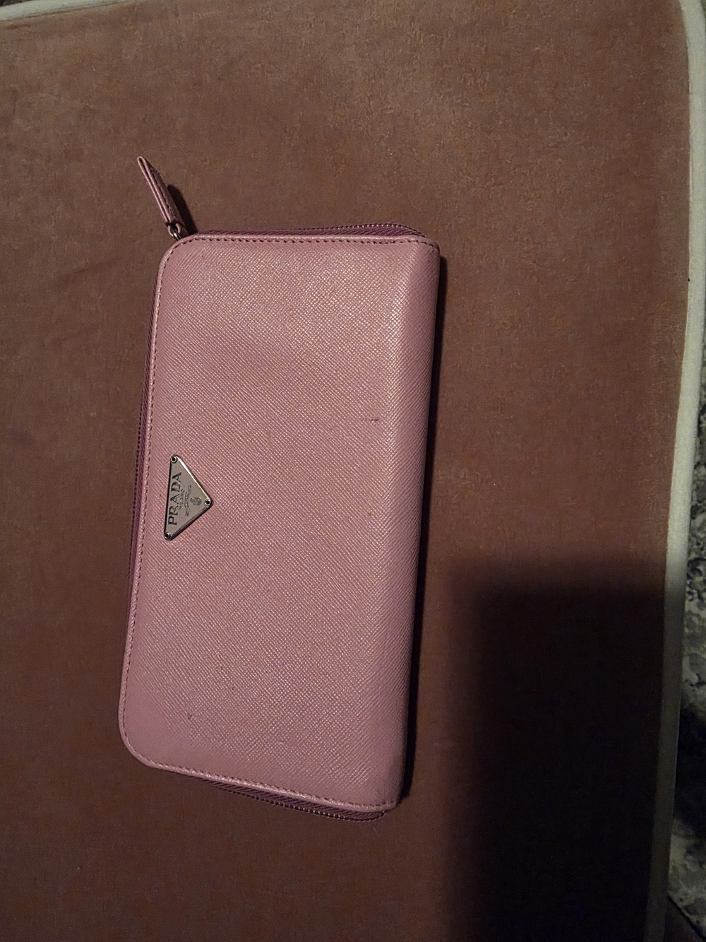 Prada Pink Zip-Around Leather Wallet